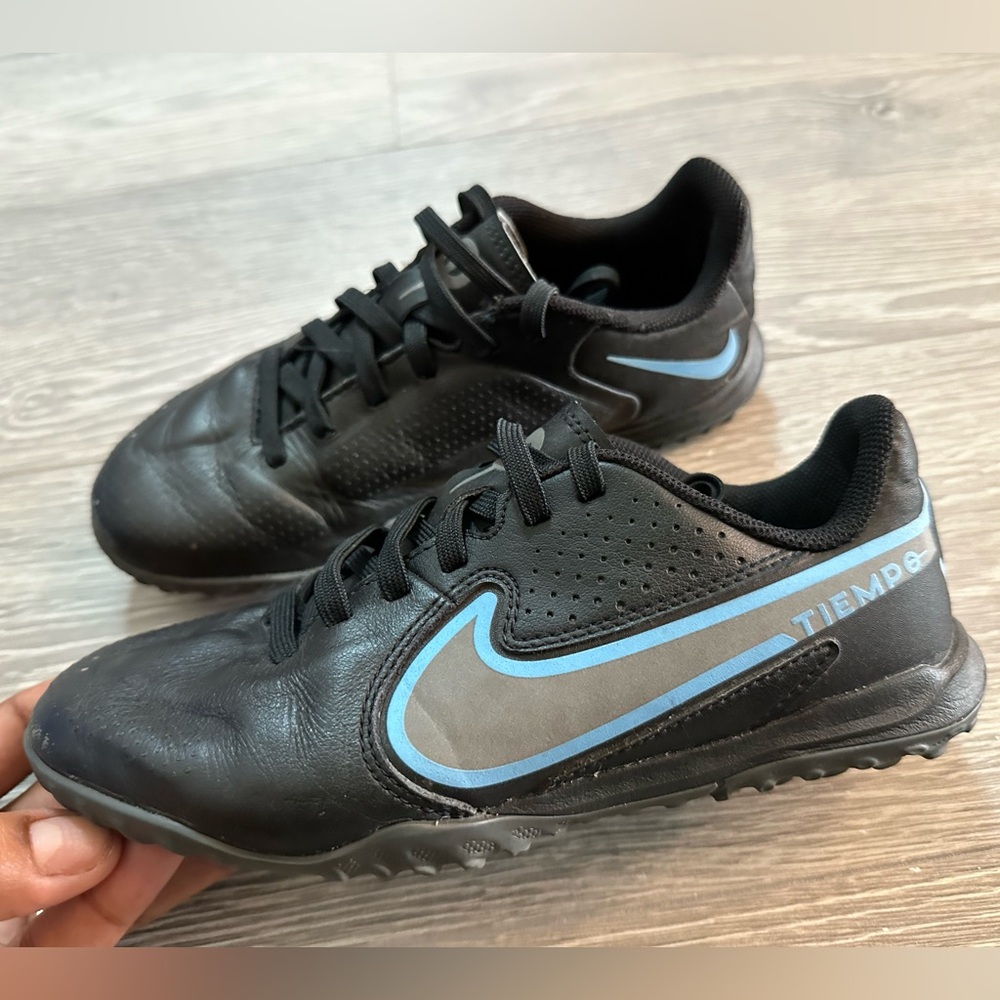 Nike Tiempo Legend 9 Academy Black Light Blue Indoor Turf Shoes Soccer Cleats